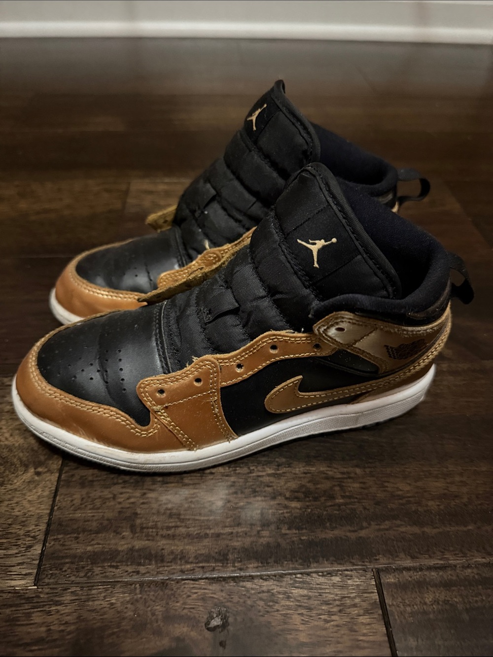 Boys Black and Gold Jordans